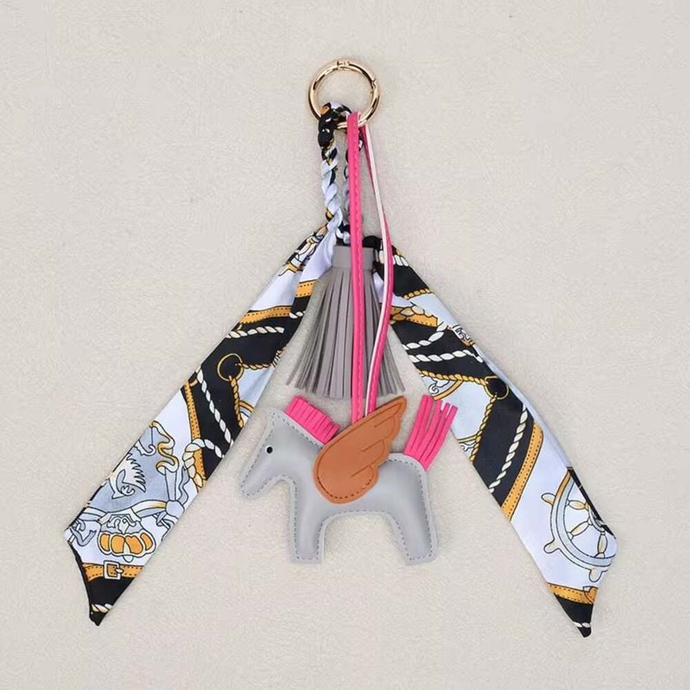 Gray Horse & Tassel Charm w/ Twilly Scarf Bag Charms